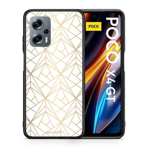 Θήκη Xiaomi Poco X4 GT Luxury White Geometric από τη Smartfits με σχέδιο στο πίσω μέρος και μαύρο περίβλημα | Xiaomi Poco X4 GT Luxury White Geometric case with colorful back and black bezels
