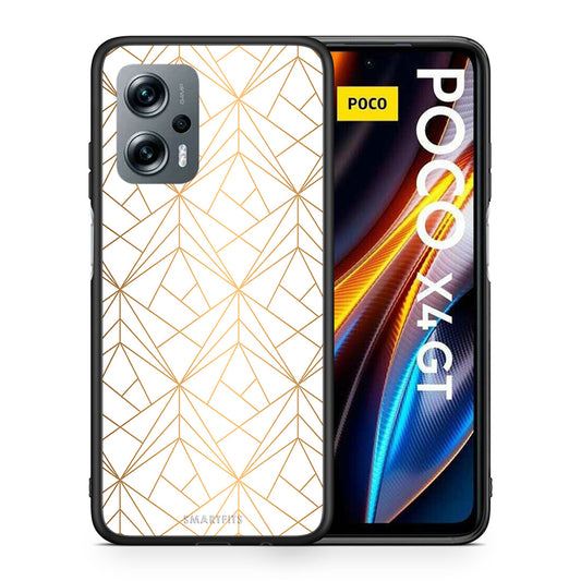 Θήκη Xiaomi Poco X4 GT Luxury White Geometric από τη Smartfits με σχέδιο στο πίσω μέρος και μαύρο περίβλημα | Xiaomi Poco X4 GT Luxury White Geometric case with colorful back and black bezels