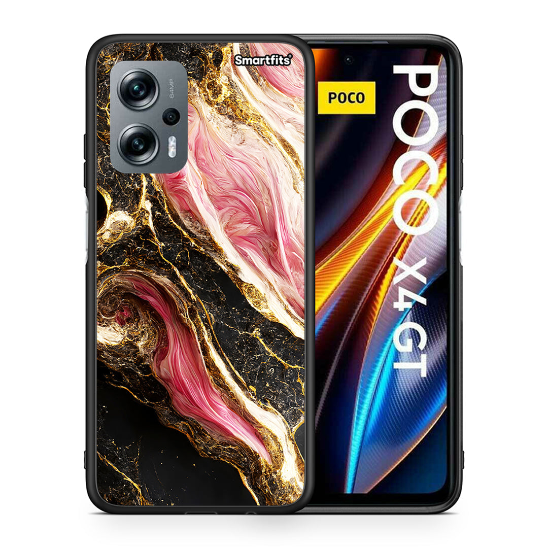 Θήκη Xiaomi Poco X4 GT Glamorous Pink Marble από τη Smartfits με σχέδιο στο πίσω μέρος και μαύρο περίβλημα | Xiaomi Poco X4 GT Glamorous Pink Marble case with colorful back and black bezels