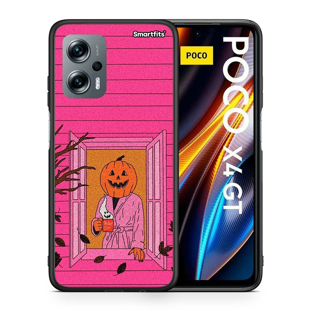 Θήκη Xiaomi Poco X4 GT Halloween Pumpkin Lady από τη Smartfits με σχέδιο στο πίσω μέρος και μαύρο περίβλημα | Xiaomi Poco X4 GT Halloween Pumpkin Lady case with colorful back and black bezels