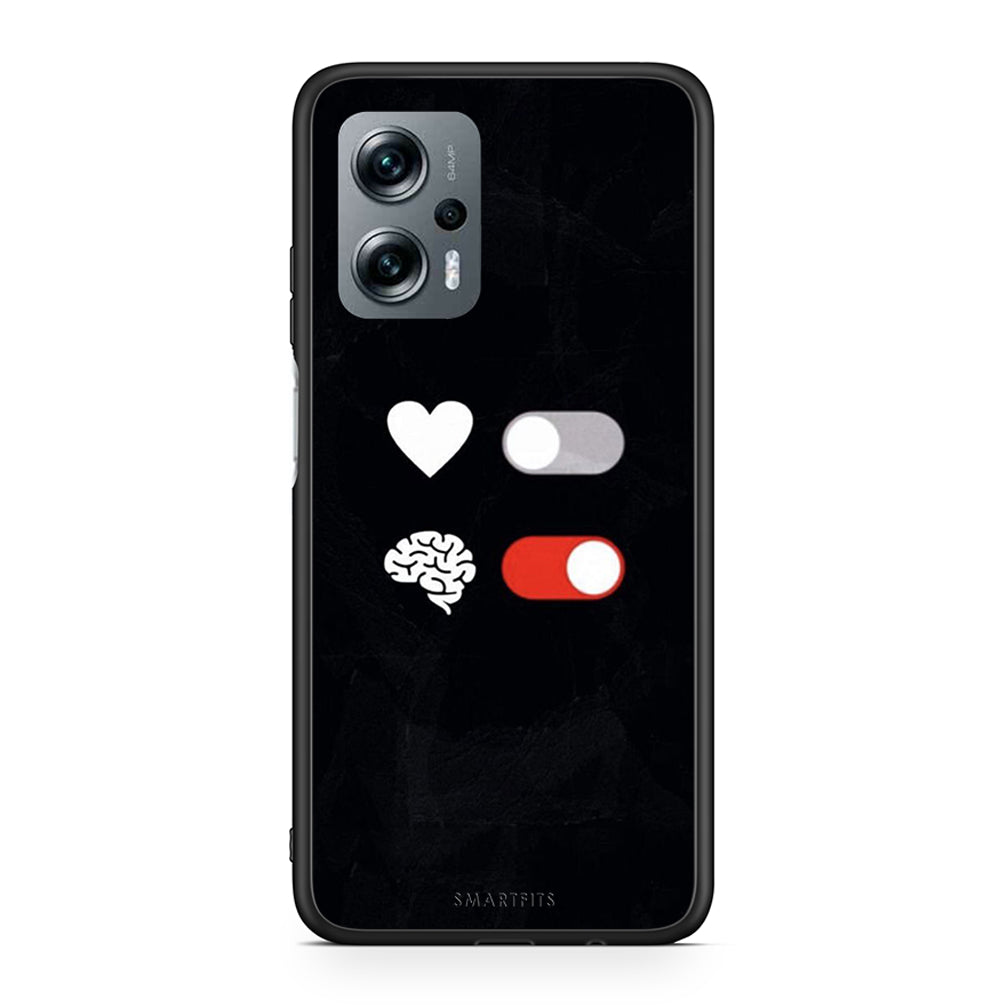 Xiaomi Poco X4 GT Heart Vs Brain Θήκη Αγίου Βαλεντίνου από τη Smartfits με σχέδιο στο πίσω μέρος και μαύρο περίβλημα | Smartphone case with colorful back and black bezels by Smartfits