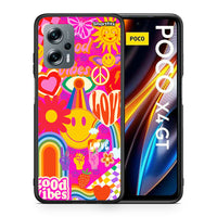 Thumbnail for Θήκη Xiaomi Poco X4 GT Hippie Love από τη Smartfits με σχέδιο στο πίσω μέρος και μαύρο περίβλημα | Xiaomi Poco X4 GT Hippie Love case with colorful back and black bezels