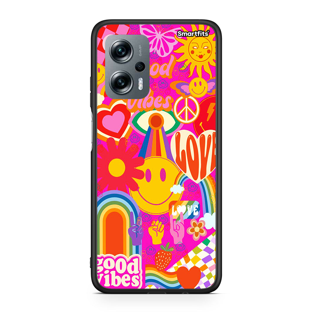 Xiaomi Poco X4 GT Hippie Love θήκη από τη Smartfits με σχέδιο στο πίσω μέρος και μαύρο περίβλημα | Smartphone case with colorful back and black bezels by Smartfits