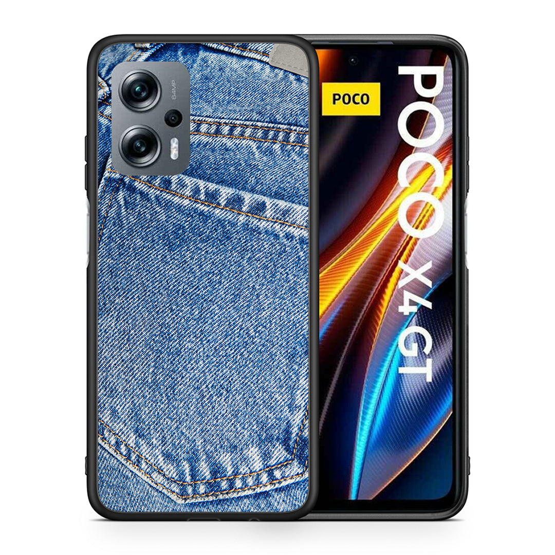 Θήκη Xiaomi Poco X4 GT Jeans Pocket από τη Smartfits με σχέδιο στο πίσω μέρος και μαύρο περίβλημα | Xiaomi Poco X4 GT Jeans Pocket case with colorful back and black bezels