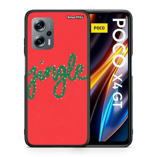 Θήκη Xiaomi Poco X4 GT Jingle Xmas από τη Smartfits με σχέδιο στο πίσω μέρος και μαύρο περίβλημα | Xiaomi Poco X4 GT Jingle Xmas case with colorful back and black bezels