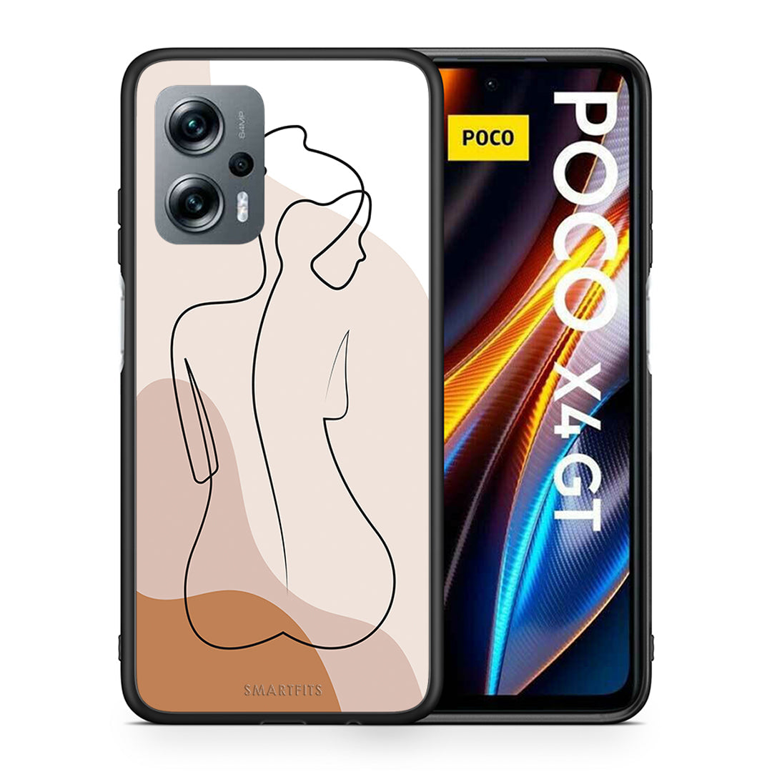 Θήκη Xiaomi Poco X4 GT LineArt Woman από τη Smartfits με σχέδιο στο πίσω μέρος και μαύρο περίβλημα | Xiaomi Poco X4 GT LineArt Woman case with colorful back and black bezels