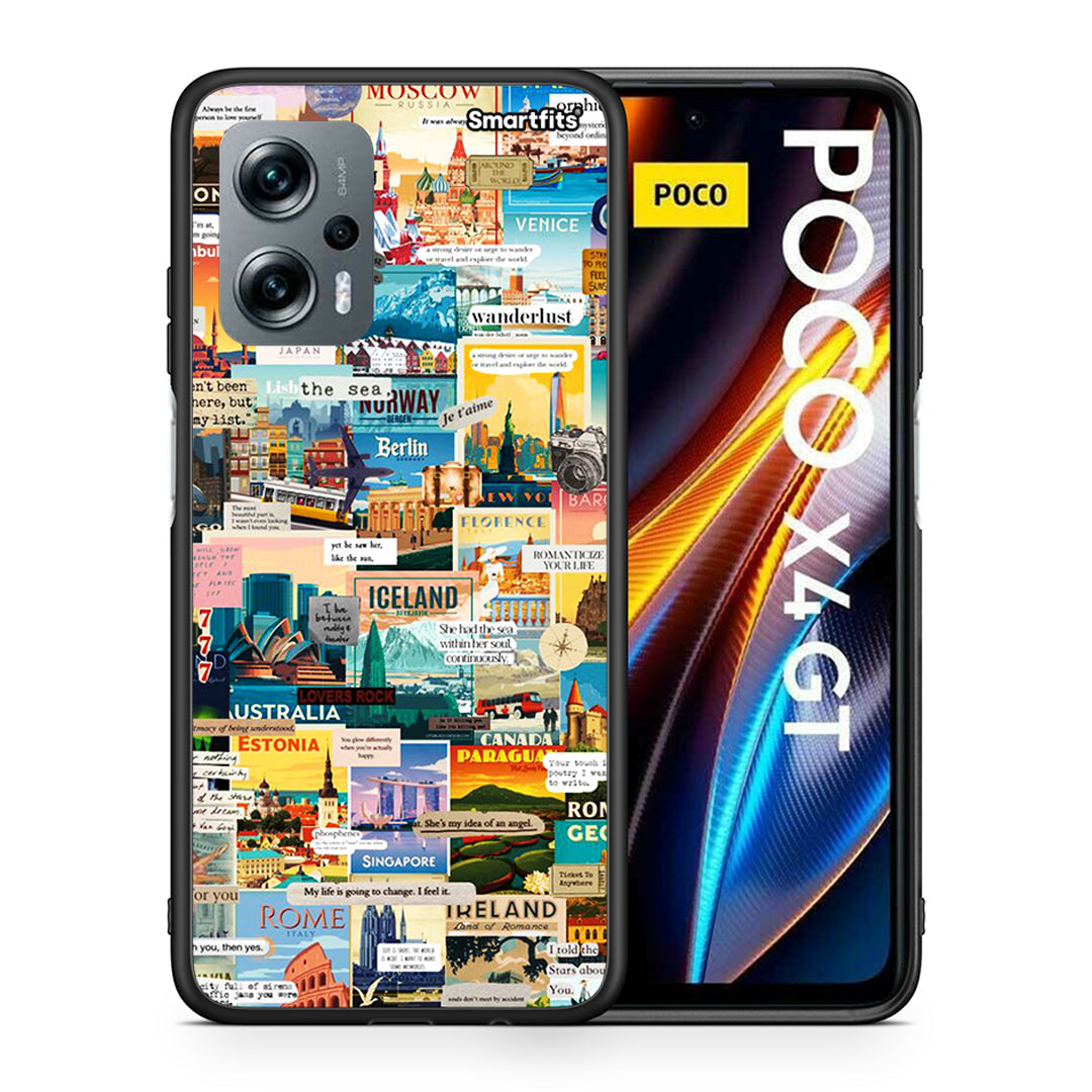 Θήκη Xiaomi Poco X4 GT Live To Travel από τη Smartfits με σχέδιο στο πίσω μέρος και μαύρο περίβλημα | Xiaomi Poco X4 GT Live To Travel case with colorful back and black bezels