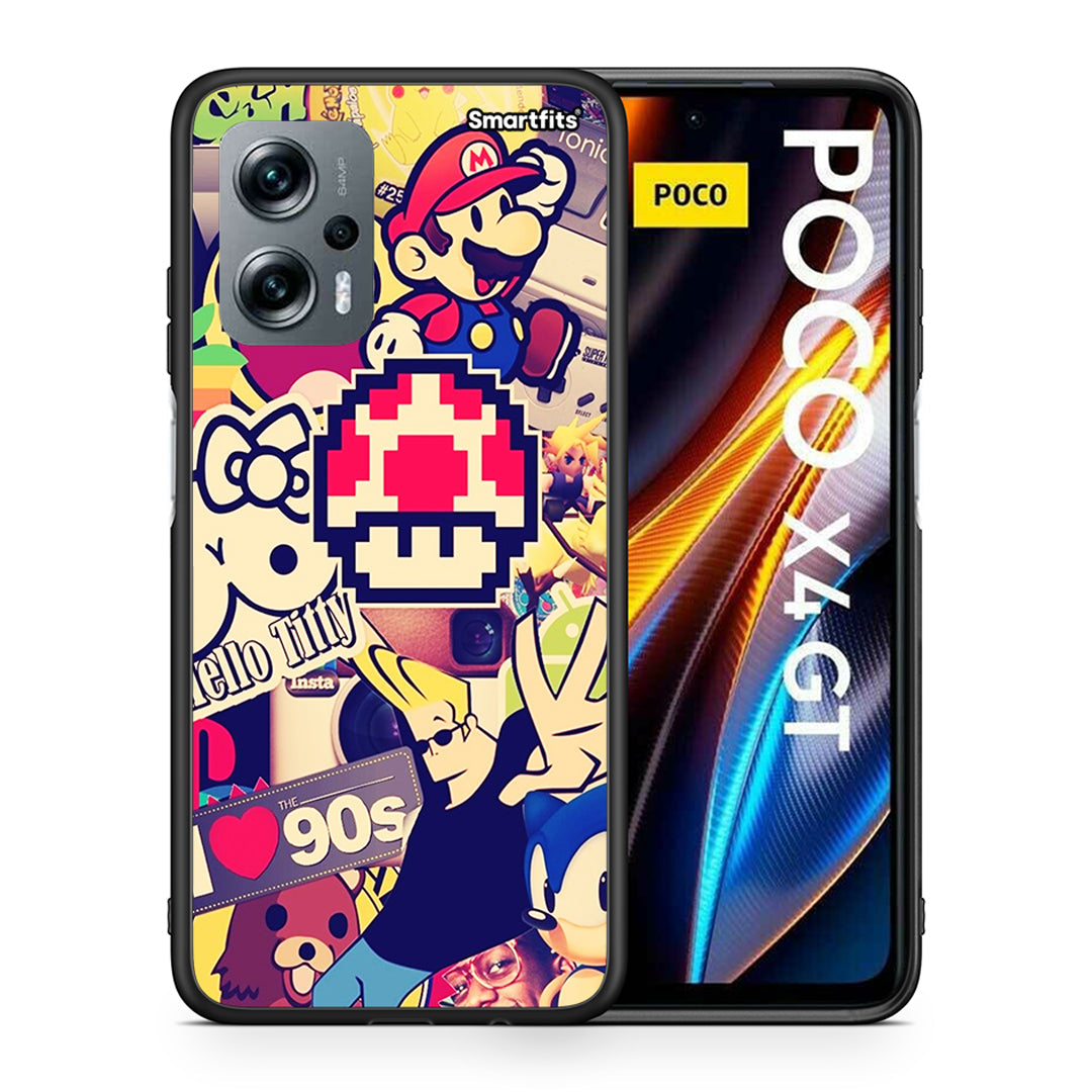 Θήκη Xiaomi Poco X4 GT Love The 90s από τη Smartfits με σχέδιο στο πίσω μέρος και μαύρο περίβλημα | Xiaomi Poco X4 GT Love The 90s case with colorful back and black bezels