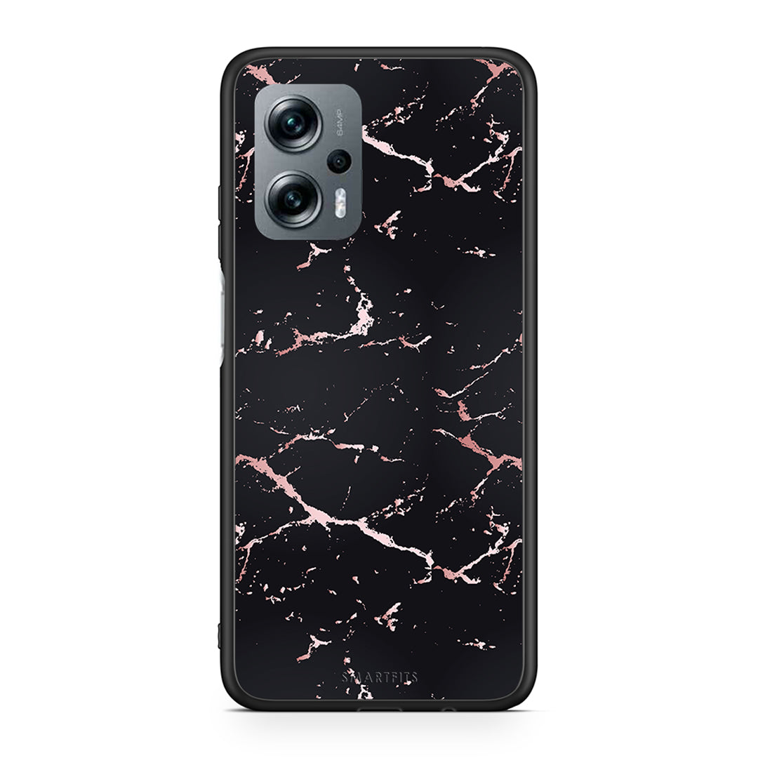 4 - Xiaomi Poco X4 GT Black Rosegold Marble case, cover, bumper