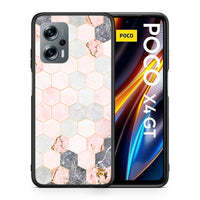 Thumbnail for Θήκη Xiaomi Poco X4 GT Hexagon Pink Marble από τη Smartfits με σχέδιο στο πίσω μέρος και μαύρο περίβλημα | Xiaomi Poco X4 GT Hexagon Pink Marble case with colorful back and black bezels