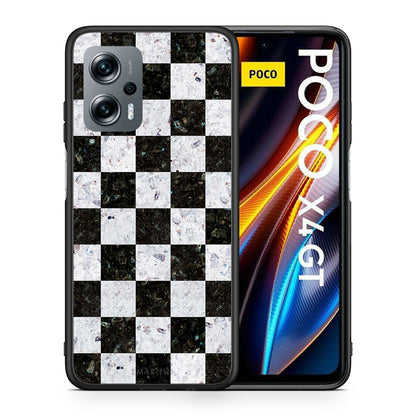 Θήκη Xiaomi Poco X4 GT Square Geometric Marble από τη Smartfits με σχέδιο στο πίσω μέρος και μαύρο περίβλημα | Xiaomi Poco X4 GT Square Geometric Marble case with colorful back and black bezels