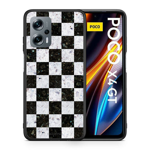 Θήκη Xiaomi Poco X4 GT Square Geometric Marble από τη Smartfits με σχέδιο στο πίσω μέρος και μαύρο περίβλημα | Xiaomi Poco X4 GT Square Geometric Marble case with colorful back and black bezels