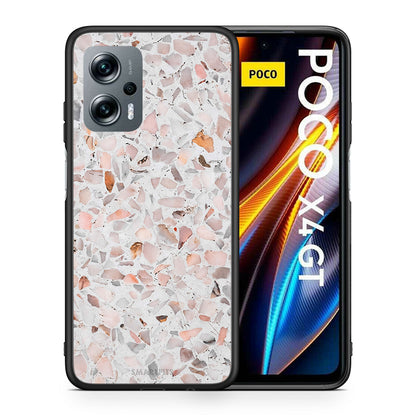 Θήκη Xiaomi Poco X4 GT Marble Terrazzo από τη Smartfits με σχέδιο στο πίσω μέρος και μαύρο περίβλημα | Xiaomi Poco X4 GT Marble Terrazzo case with colorful back and black bezels