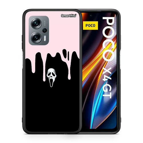 Θήκη Xiaomi Poco X4 GT Melting Halloween Mask από τη Smartfits με σχέδιο στο πίσω μέρος και μαύρο περίβλημα | Xiaomi Poco X4 GT Melting Halloween Mask case with colorful back and black bezels