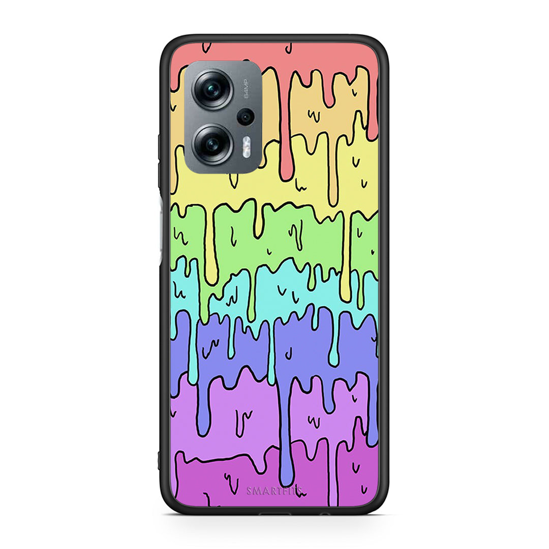 Xiaomi Poco X4 GT Melting Rainbow θήκη από τη Smartfits με σχέδιο στο πίσω μέρος και μαύρο περίβλημα | Smartphone case with colorful back and black bezels by Smartfits