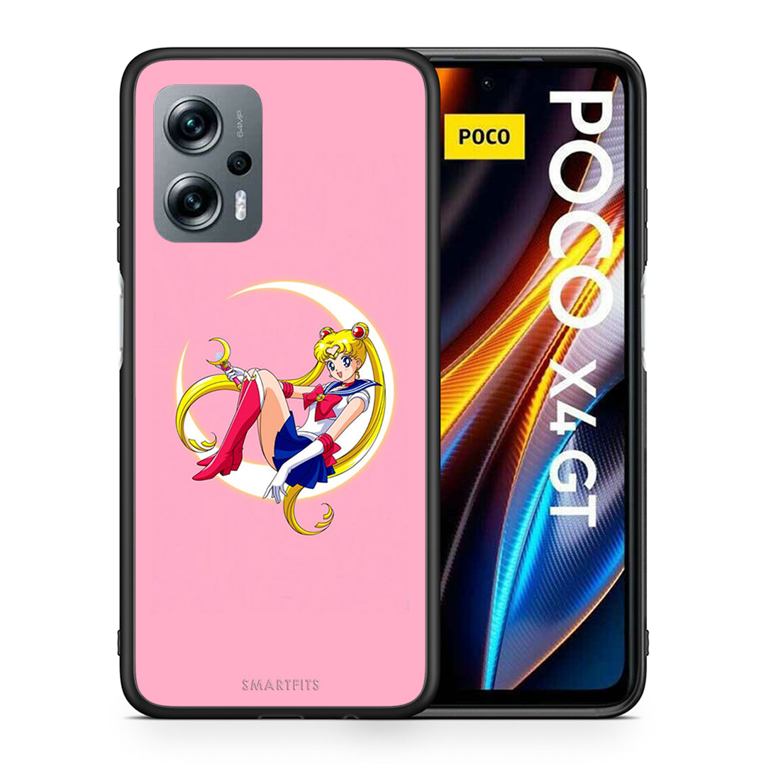 Θήκη Xiaomi Poco X4 GT Moon Girl από τη Smartfits με σχέδιο στο πίσω μέρος και μαύρο περίβλημα | Xiaomi Poco X4 GT Moon Girl case with colorful back and black bezels