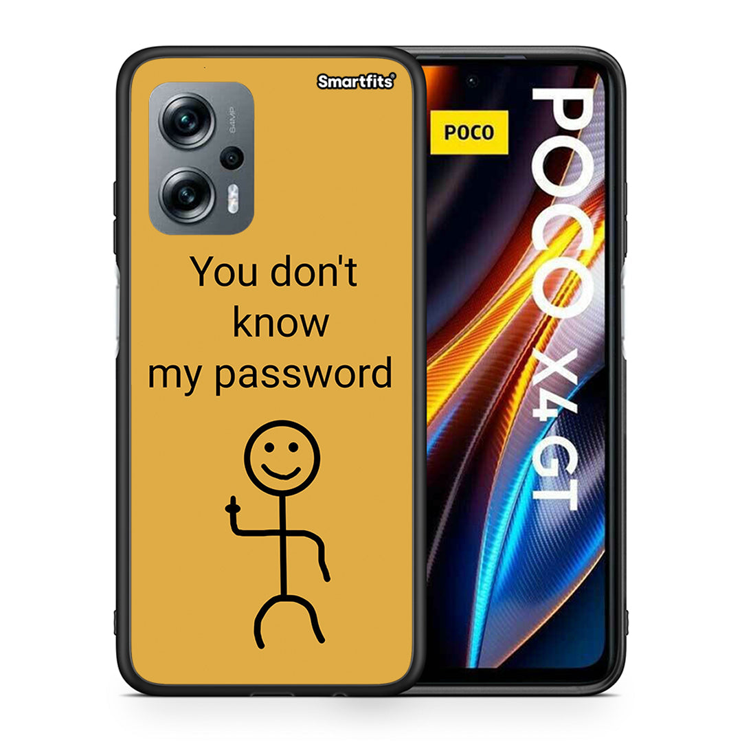 Θήκη Xiaomi Poco X4 GT My Password από τη Smartfits με σχέδιο στο πίσω μέρος και μαύρο περίβλημα | Xiaomi Poco X4 GT My Password case with colorful back and black bezels