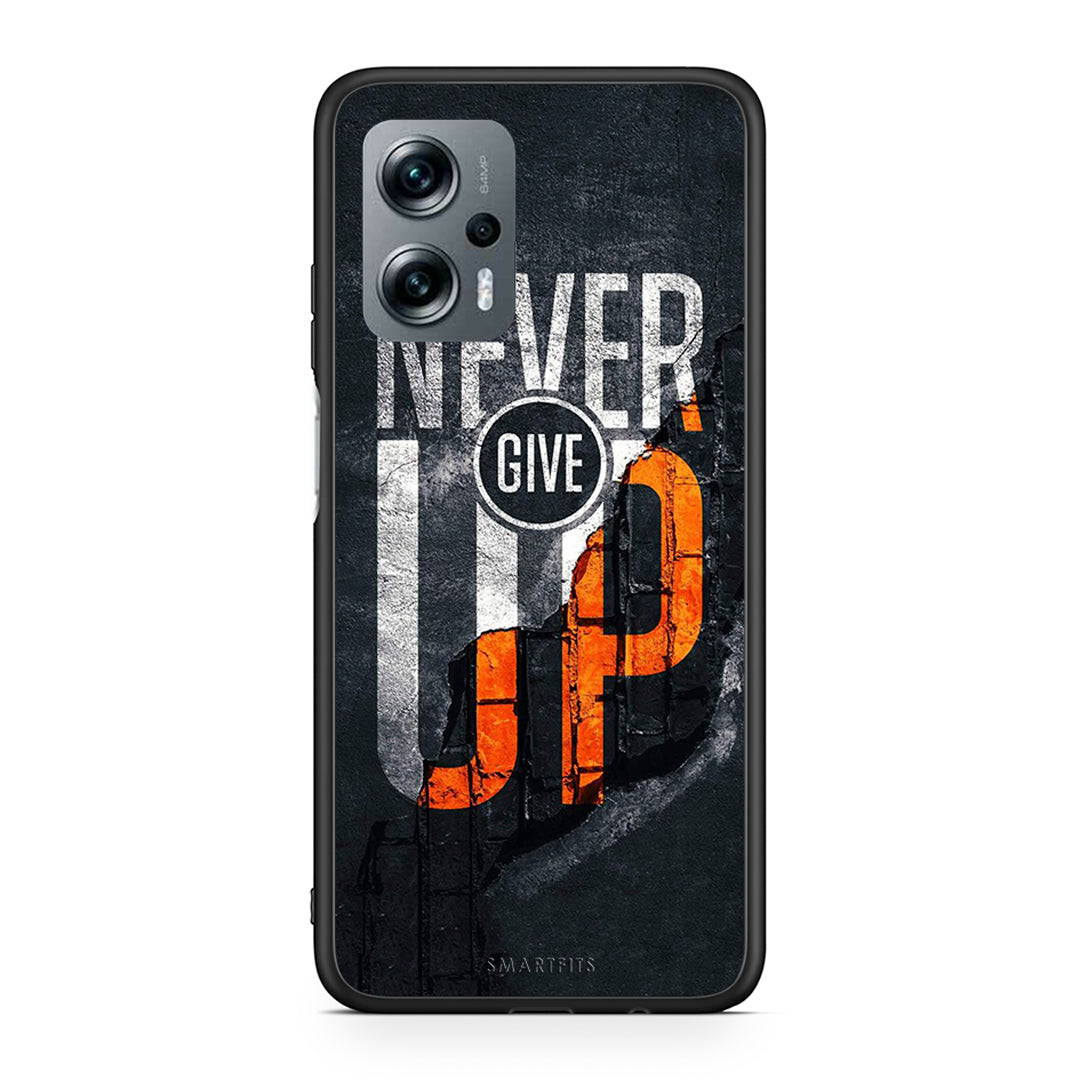 Xiaomi Poco X4 GT Never Give Up Θήκη Αγίου Βαλεντίνου από τη Smartfits με σχέδιο στο πίσω μέρος και μαύρο περίβλημα | Smartphone case with colorful back and black bezels by Smartfits