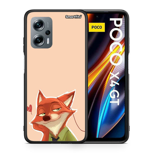 Θήκη Xiaomi Poco X4 GT Nick Wilde And Judy Hopps Love 1 από τη Smartfits με σχέδιο στο πίσω μέρος και μαύρο περίβλημα | Xiaomi Poco X4 GT Nick Wilde And Judy Hopps Love 1 case with colorful back and black bezels