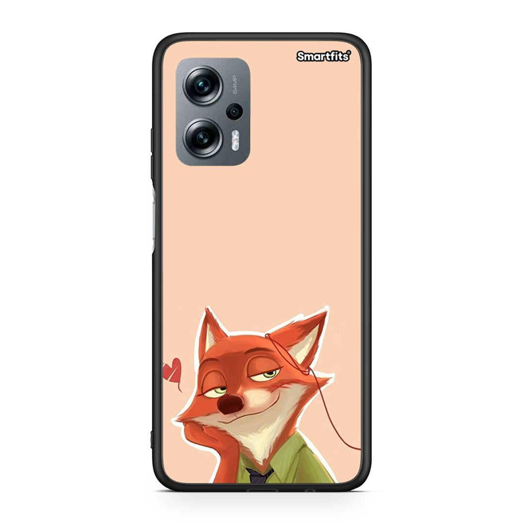 Xiaomi Poco X4 GT Nick Wilde And Judy Hopps Love 1 θήκη από τη Smartfits με σχέδιο στο πίσω μέρος και μαύρο περίβλημα | Smartphone case with colorful back and black bezels by Smartfits