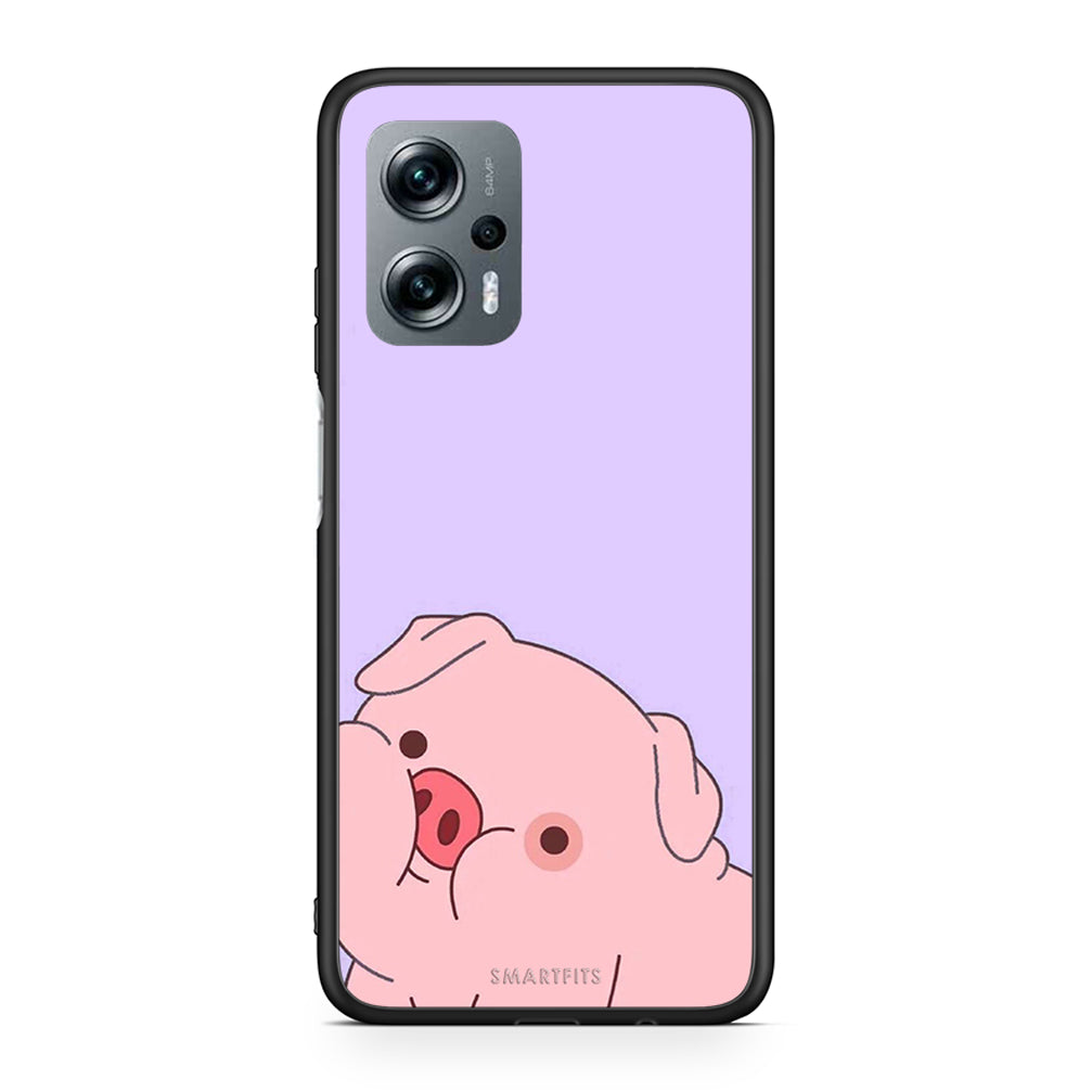 Xiaomi Poco X4 GT Pig Love 2 Θήκη Αγίου Βαλεντίνου από τη Smartfits με σχέδιο στο πίσω μέρος και μαύρο περίβλημα | Smartphone case with colorful back and black bezels by Smartfits