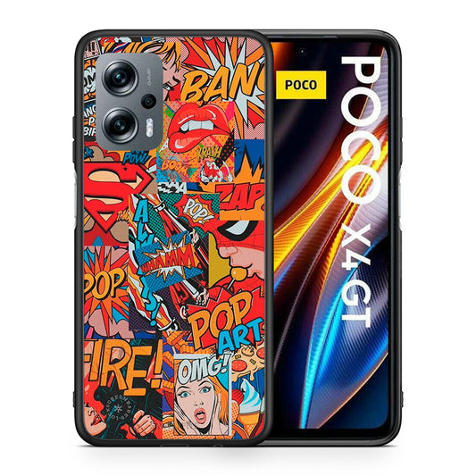 Θήκη Xiaomi Poco X4 GT PopArt OMG από τη Smartfits με σχέδιο στο πίσω μέρος και μαύρο περίβλημα | Xiaomi Poco X4 GT PopArt OMG case with colorful back and black bezels