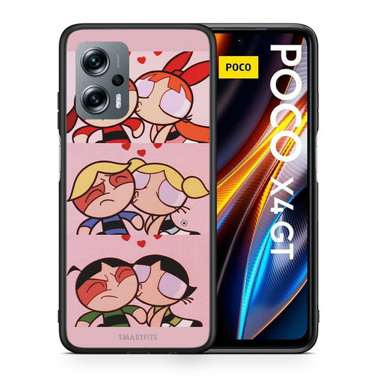 Θήκη Αγίου Βαλεντίνου Xiaomi Poco X4 GT Puff Love από τη Smartfits με σχέδιο στο πίσω μέρος και μαύρο περίβλημα | Xiaomi Poco X4 GT Puff Love case with colorful back and black bezels