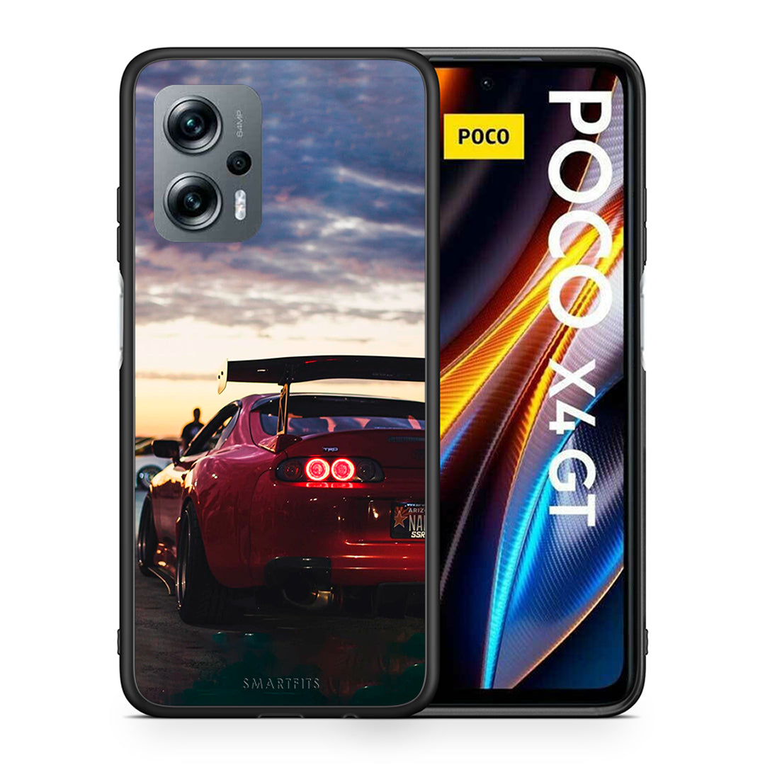 Θήκη Xiaomi Poco X4 GT Racing Supra από τη Smartfits με σχέδιο στο πίσω μέρος και μαύρο περίβλημα | Xiaomi Poco X4 GT Racing Supra case with colorful back and black bezels