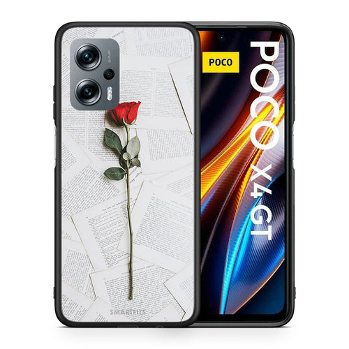 Θήκη Xiaomi Poco X4 GT Red Rose από τη Smartfits με σχέδιο στο πίσω μέρος και μαύρο περίβλημα | Xiaomi Poco X4 GT Red Rose case with colorful back and black bezels