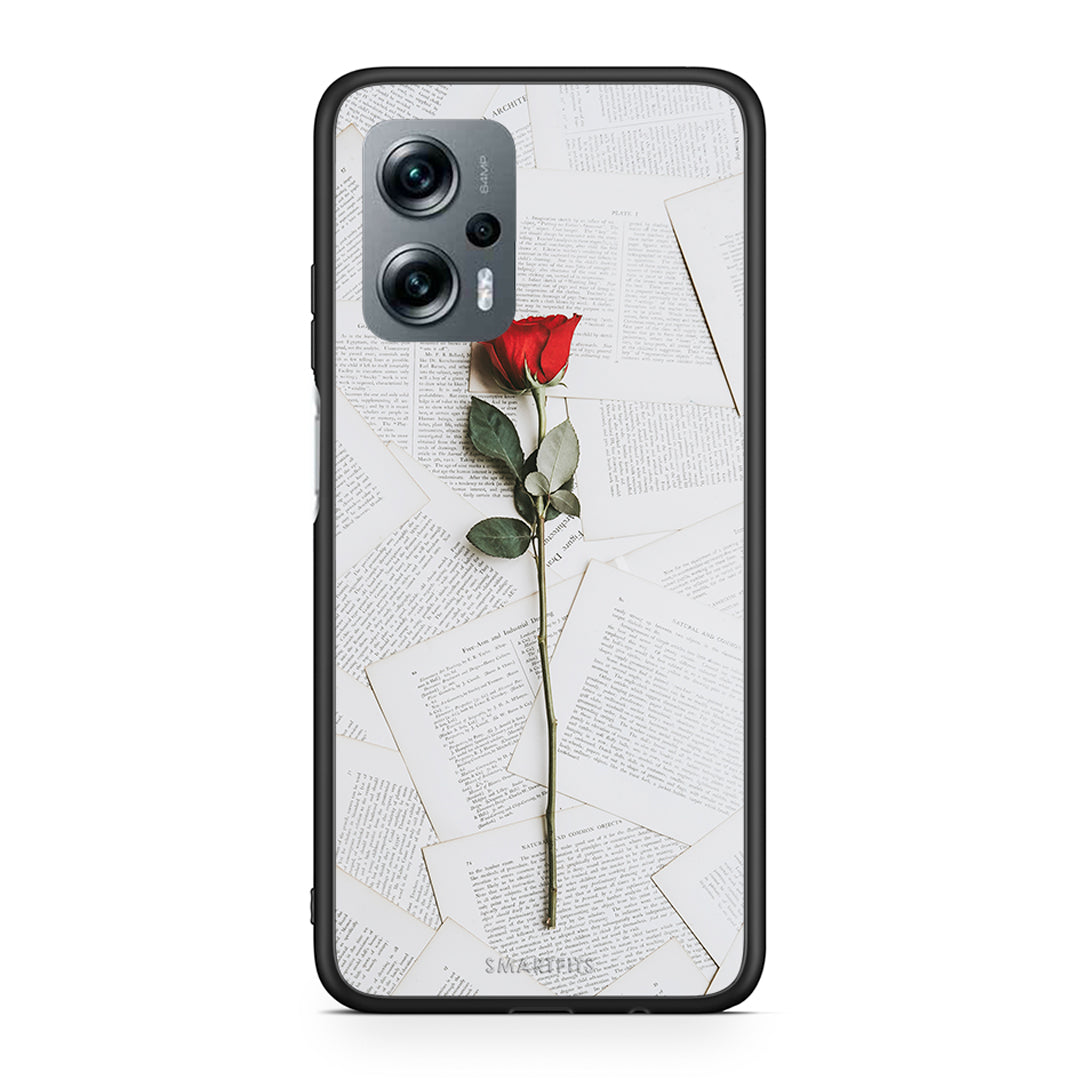 Xiaomi Poco X4 GT Red Rose θήκη από τη Smartfits με σχέδιο στο πίσω μέρος και μαύρο περίβλημα | Smartphone case with colorful back and black bezels by Smartfits