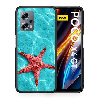 Θήκη Xiaomi Poco X4 GT Red Starfish από τη Smartfits με σχέδιο στο πίσω μέρος και μαύρο περίβλημα | Xiaomi Poco X4 GT Red Starfish case with colorful back and black bezels