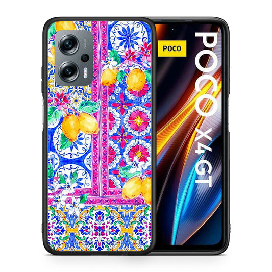 Θήκη Xiaomi Poco X4 GT Retro Spring από τη Smartfits με σχέδιο στο πίσω μέρος και μαύρο περίβλημα | Xiaomi Poco X4 GT Retro Spring case with colorful back and black bezels