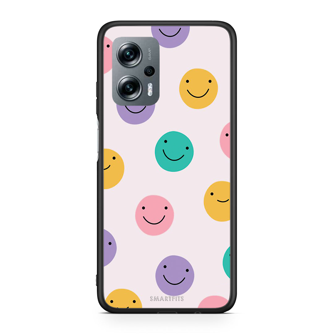 Xiaomi Poco X4 GT Smiley Faces θήκη από τη Smartfits με σχέδιο στο πίσω μέρος και μαύρο περίβλημα | Smartphone case with colorful back and black bezels by Smartfits
