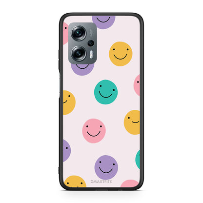 Xiaomi Poco X4 GT Smiley Faces θήκη από τη Smartfits με σχέδιο στο πίσω μέρος και μαύρο περίβλημα | Smartphone case with colorful back and black bezels by Smartfits