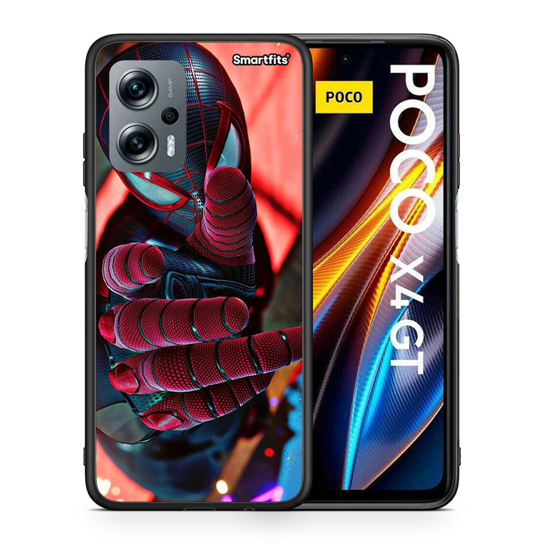 Θήκη Xiaomi Poco X4 GT Spider Hand από τη Smartfits με σχέδιο στο πίσω μέρος και μαύρο περίβλημα | Xiaomi Poco X4 GT Spider Hand case with colorful back and black bezels