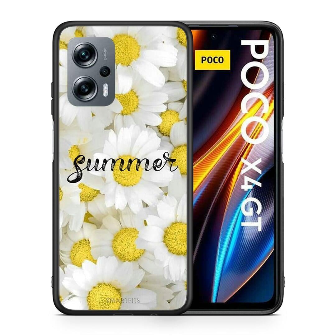 Θήκη Xiaomi Poco X4 GT Summer Daisies από τη Smartfits με σχέδιο στο πίσω μέρος και μαύρο περίβλημα | Xiaomi Poco X4 GT Summer Daisies case with colorful back and black bezels