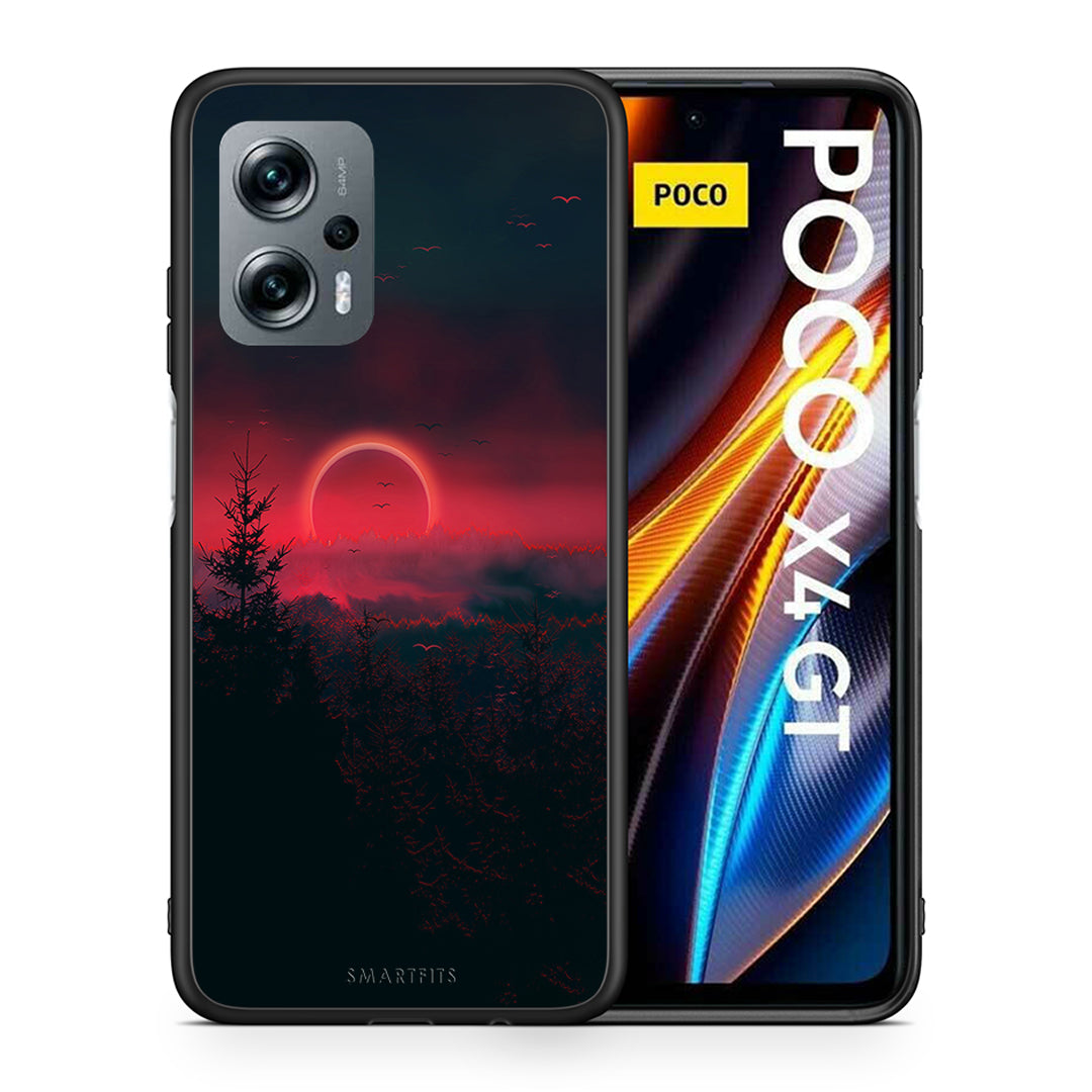 Θήκη Xiaomi Poco X4 GT Sunset Tropic από τη Smartfits με σχέδιο στο πίσω μέρος και μαύρο περίβλημα | Xiaomi Poco X4 GT Sunset Tropic case with colorful back and black bezels