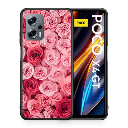 Θήκη Xiaomi Poco X4 GT RoseGarden Valentine από τη Smartfits με σχέδιο στο πίσω μέρος και μαύρο περίβλημα | Xiaomi Poco X4 GT RoseGarden Valentine case with colorful back and black bezels