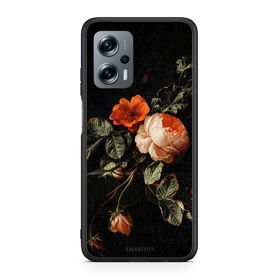 Xiaomi Poco X4 GT Vintage Roses θήκη από τη Smartfits με σχέδιο στο πίσω μέρος και μαύρο περίβλημα | Smartphone case with colorful back and black bezels by Smartfits