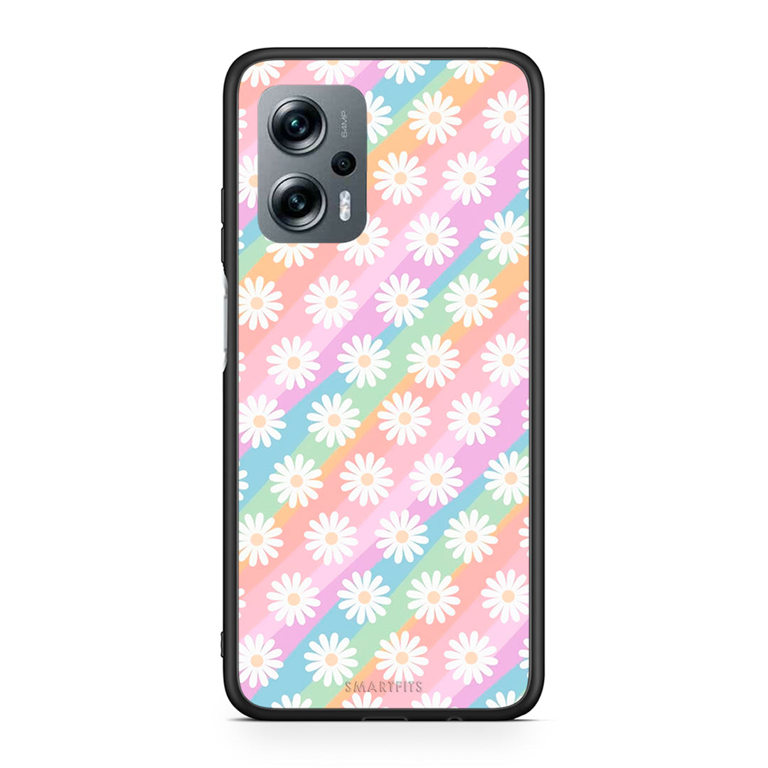 Xiaomi Poco X4 GT White Daisies θήκη από τη Smartfits με σχέδιο στο πίσω μέρος και μαύρο περίβλημα | Smartphone case with colorful back and black bezels by Smartfits
