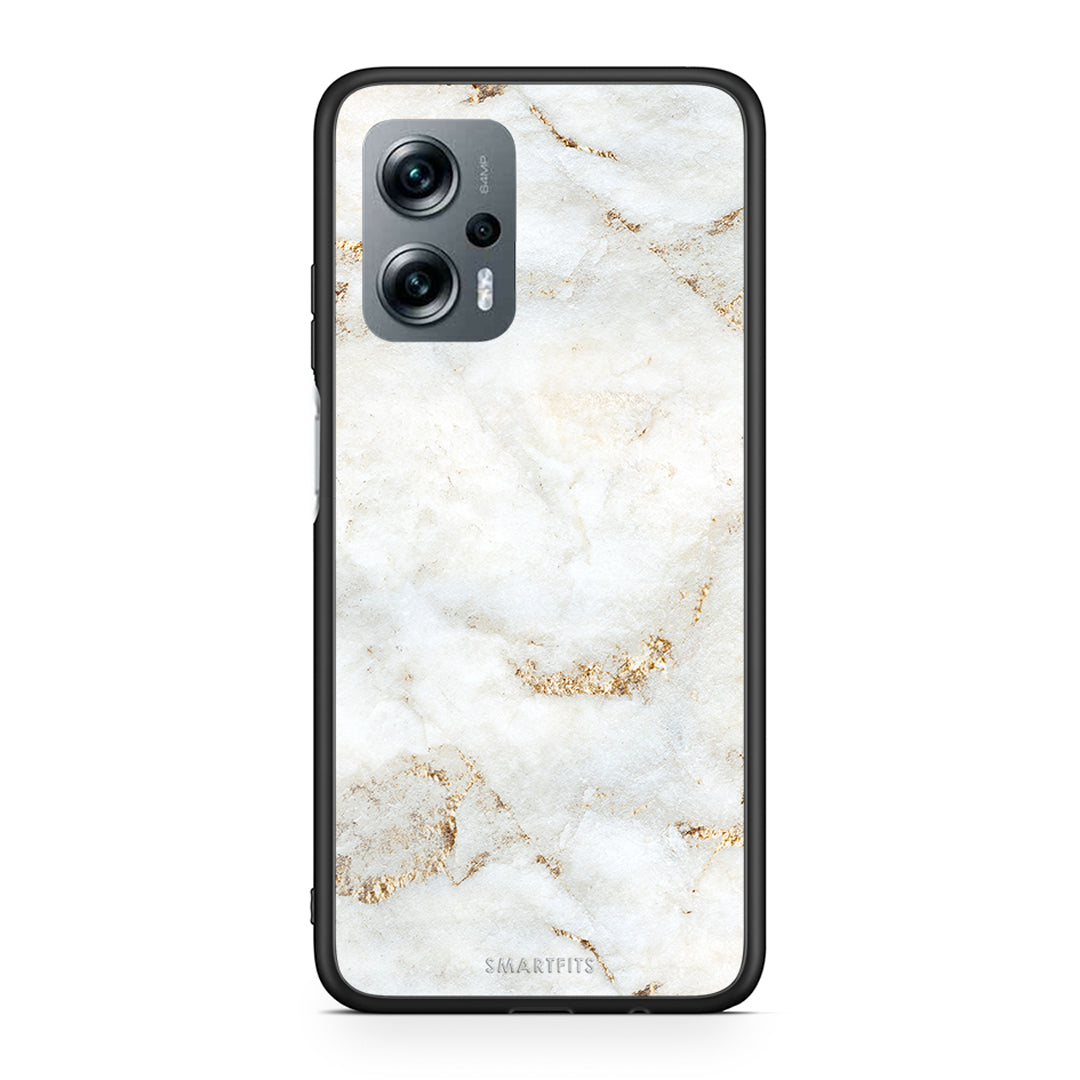 Xiaomi Poco X4 GT White Gold Marble θήκη από τη Smartfits με σχέδιο στο πίσω μέρος και μαύρο περίβλημα | Smartphone case with colorful back and black bezels by Smartfits