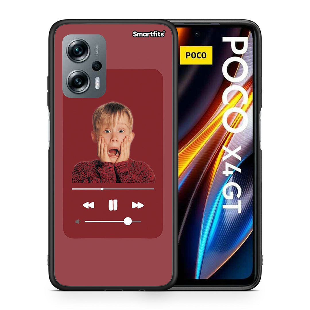Θήκη Xiaomi Poco X4 GT Xmas Alone Music από τη Smartfits με σχέδιο στο πίσω μέρος και μαύρο περίβλημα | Xiaomi Poco X4 GT Xmas Alone Music case with colorful back and black bezels