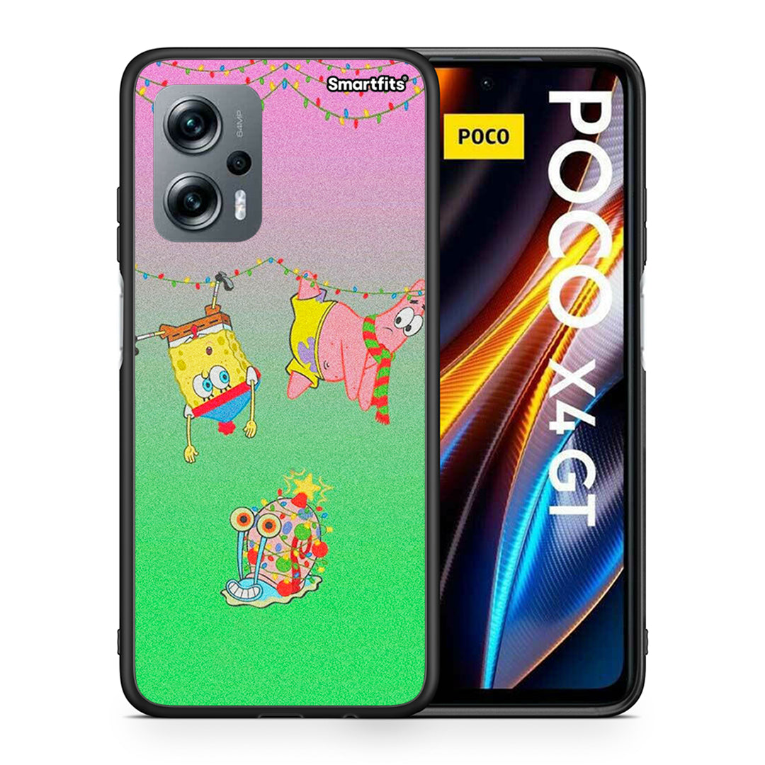 Θήκη Xiaomi Poco X4 GT Xmas Lights από τη Smartfits με σχέδιο στο πίσω μέρος και μαύρο περίβλημα | Xiaomi Poco X4 GT Xmas Lights case with colorful back and black bezels