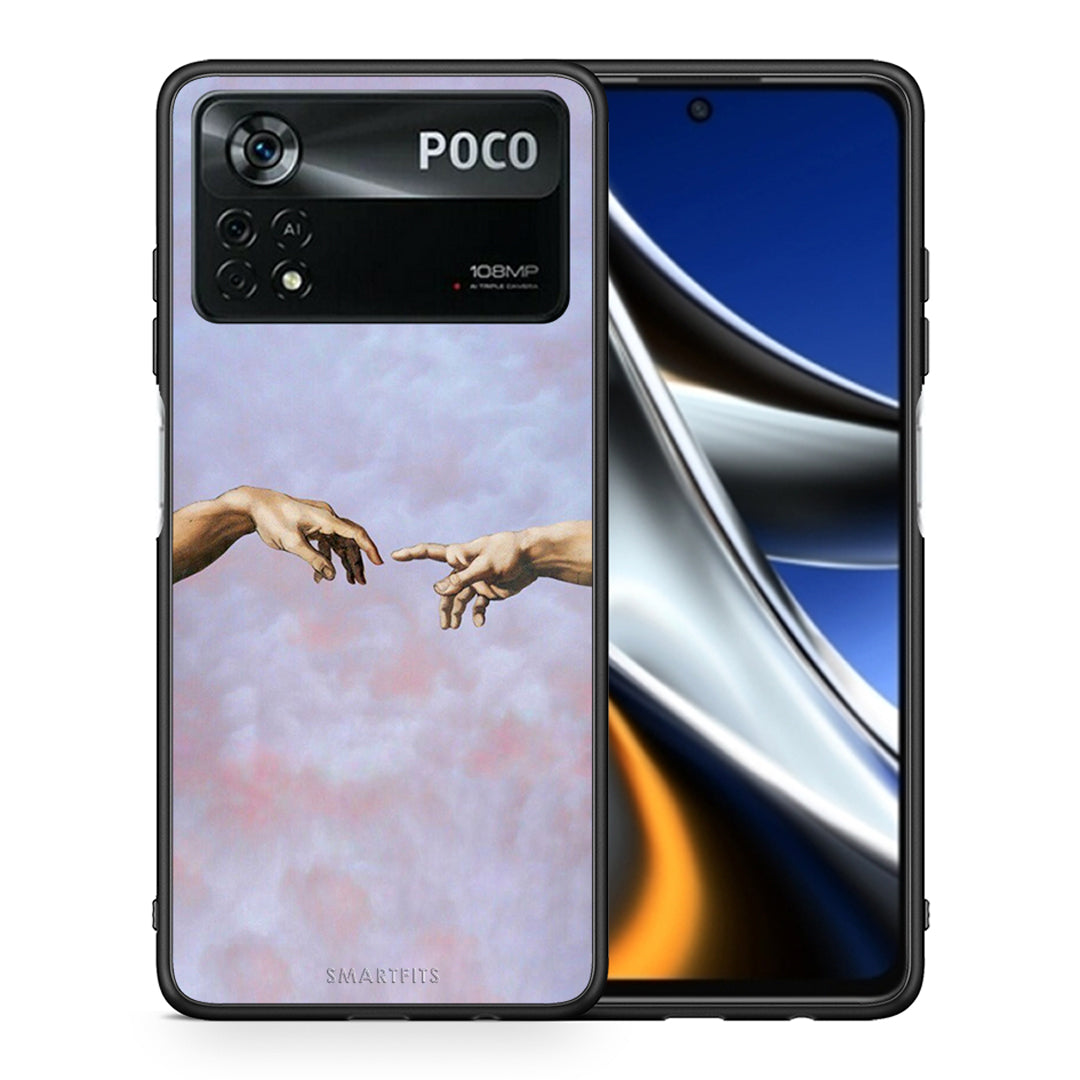 Θήκη Xiaomi Poco X4 Pro 5G Adam Hand από τη Smartfits με σχέδιο στο πίσω μέρος και μαύρο περίβλημα | Xiaomi Poco X4 Pro 5G Adam Hand case with colorful back and black bezels