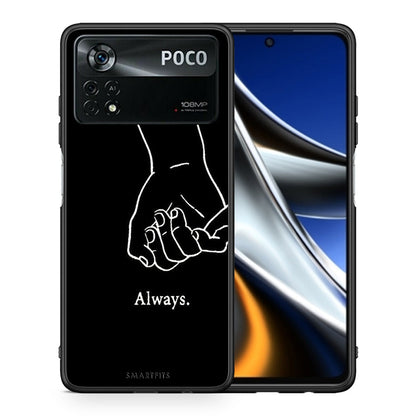 Θήκη Αγίου Βαλεντίνου Xiaomi Poco X4 Pro 5G Always & Forever 1 από τη Smartfits με σχέδιο στο πίσω μέρος και μαύρο περίβλημα | Xiaomi Poco X4 Pro 5G Always & Forever 1 case with colorful back and black bezels