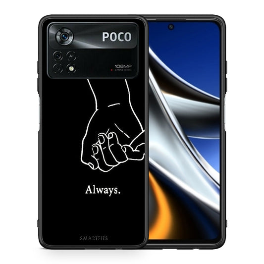 Θήκη Αγίου Βαλεντίνου Xiaomi Poco X4 Pro 5G Always & Forever 1 από τη Smartfits με σχέδιο στο πίσω μέρος και μαύρο περίβλημα | Xiaomi Poco X4 Pro 5G Always & Forever 1 case with colorful back and black bezels