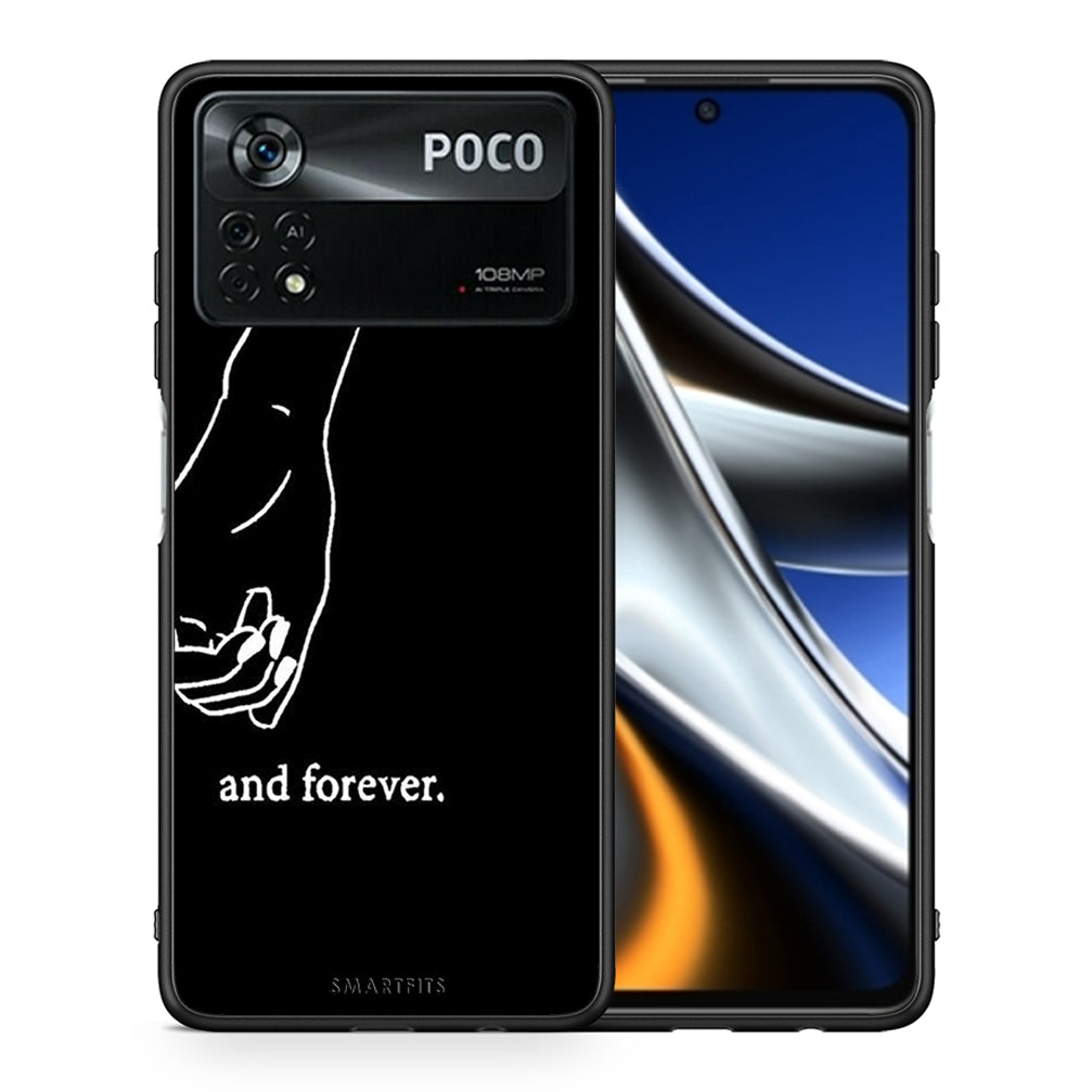 Θήκη Αγίου Βαλεντίνου Xiaomi Poco X4 Pro 5G Always & Forever 2 από τη Smartfits με σχέδιο στο πίσω μέρος και μαύρο περίβλημα | Xiaomi Poco X4 Pro 5G Always & Forever 2 case with colorful back and black bezels