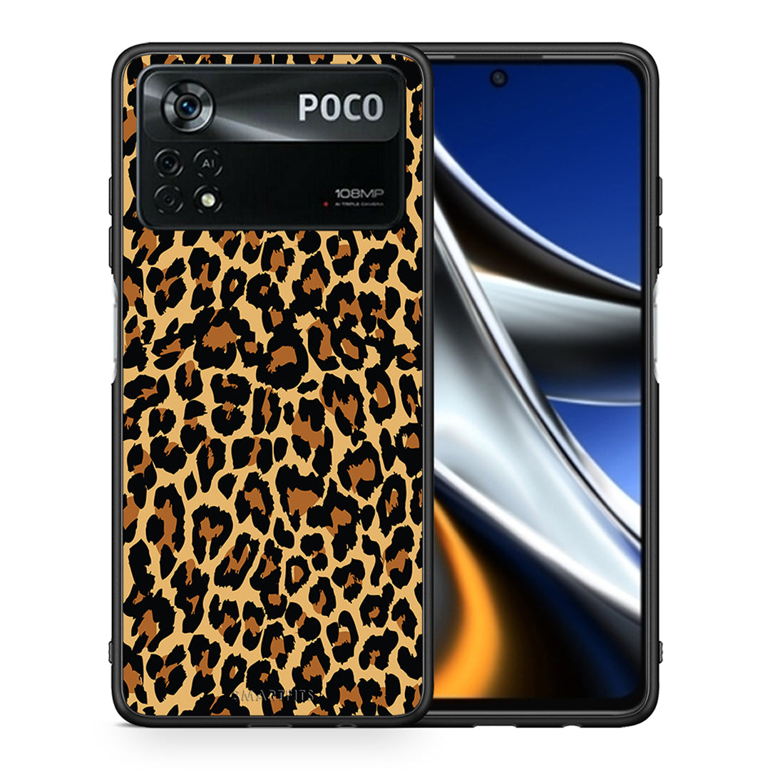 Θήκη Xiaomi Poco X4 Pro 5G Leopard Animal από τη Smartfits με σχέδιο στο πίσω μέρος και μαύρο περίβλημα | Xiaomi Poco X4 Pro 5G Leopard Animal case with colorful back and black bezels