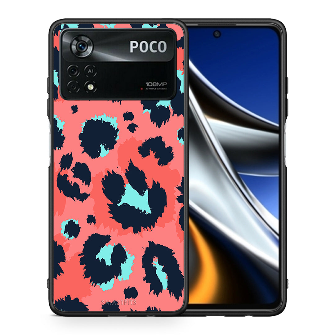 Θήκη Xiaomi Poco X4 Pro 5G Pink Leopard Animal από τη Smartfits με σχέδιο στο πίσω μέρος και μαύρο περίβλημα | Xiaomi Poco X4 Pro 5G Pink Leopard Animal case with colorful back and black bezels