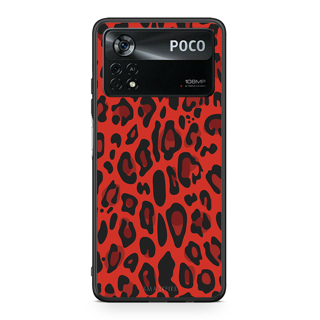 4 - Xiaomi Poco X4 Pro 5G Red Leopard Animal case, cover, bumper
